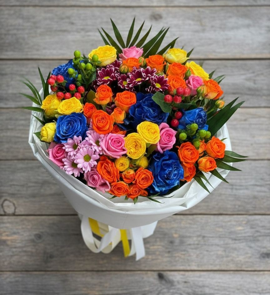 Букет цветов из: Розы и Хризантемы в Селково