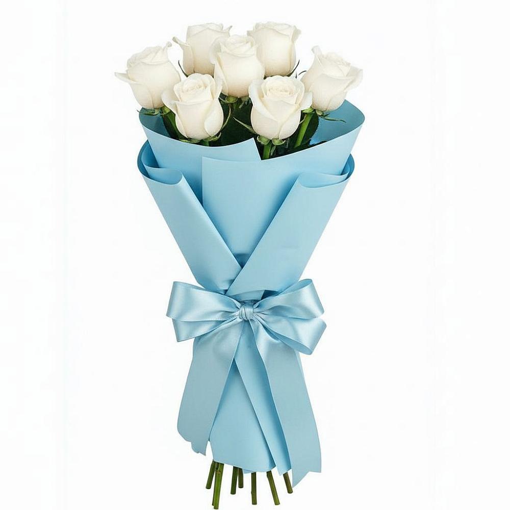 Букет 7 белых роз Проуд в Селково
