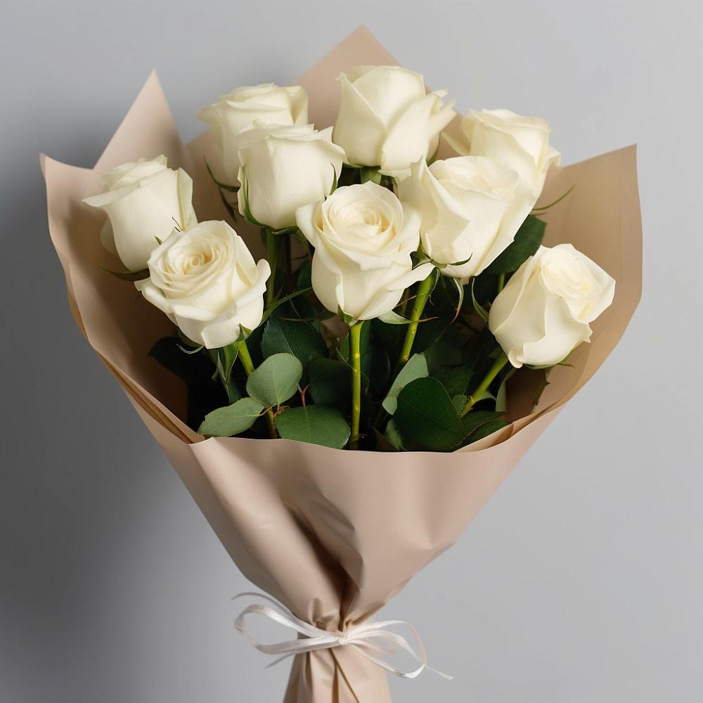 Букет 9 Белых роз Эдлесс Лав в Селково