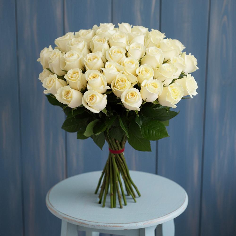 Букет 51 Белая роза Эдлесс Лав в Селково