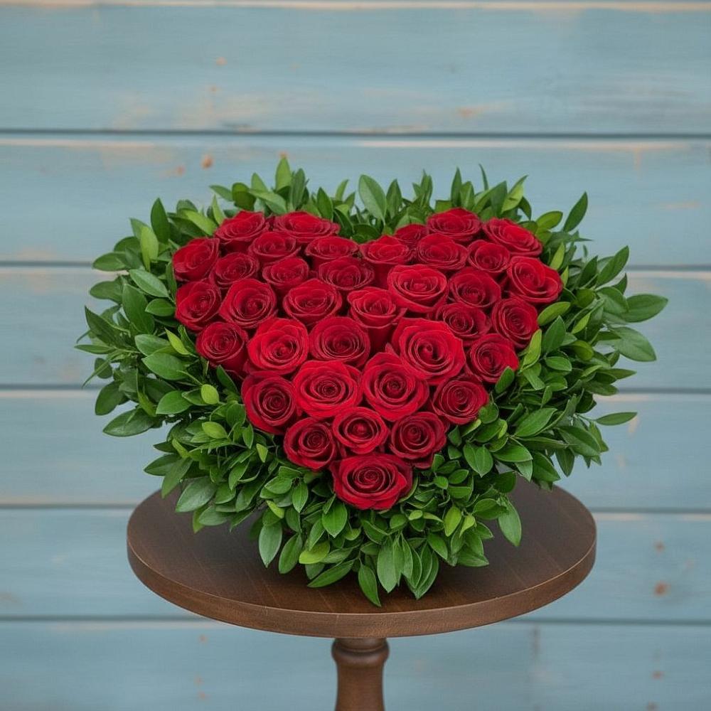 Цветочная композиция из Розы в виде сердца в Селково