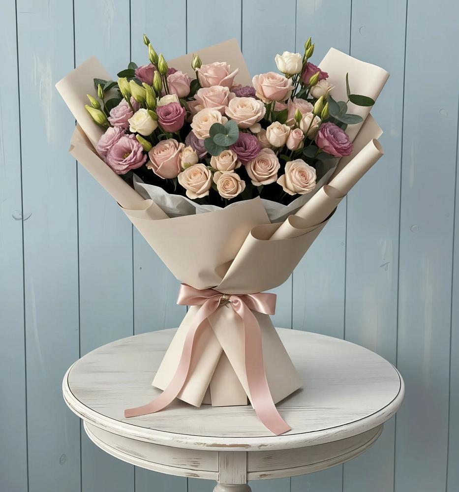 Букет цветов из: Розы и Лизиантусы в Селково