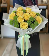 Букет цветов из:  Хризантемы и Розы в Селково