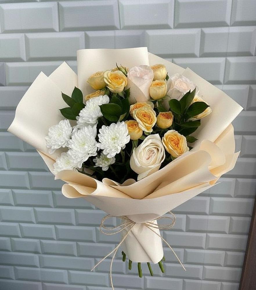 Букет цветов из: Розы и Хризантемы в Селково