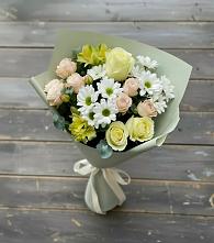 Букет цветов из:  Альстромерии, Розы и Хризантемы в Селково
