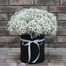 Цветочная композиция из Гипсофила в шляпной коробке в Селково