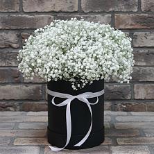 Цветочная композиция из Гипсофила в шляпной коробке в Селково