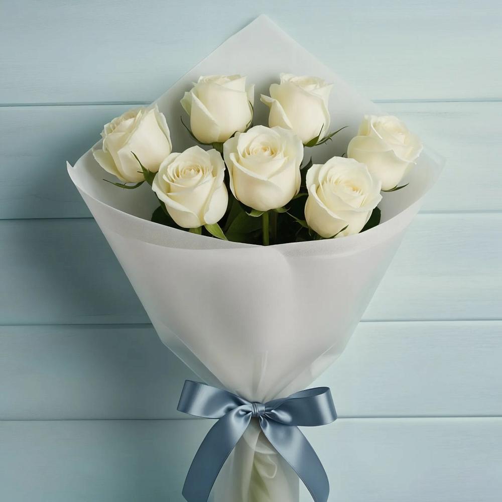 Букет 7 Белых роз Эдлесс Лав в Селково