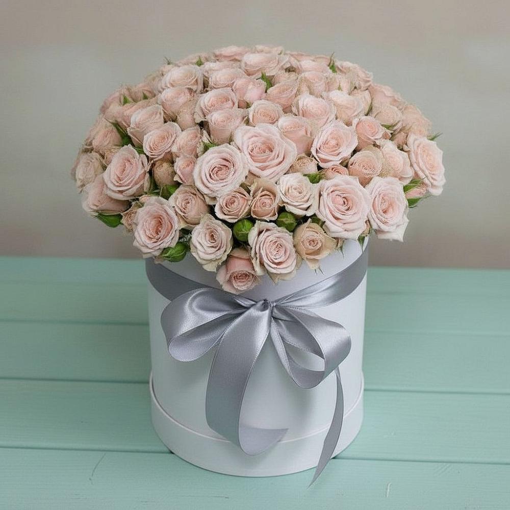 Цветочная композиция из Розы в шляпной коробке в Селково